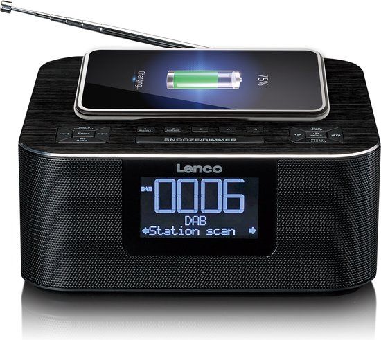 Lenco CR-650BK - DAB/FM Radio met Bluetooth en Draadloos Opladen - Zwart