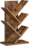 VASAGLE Boekenkast boomvorm, staande plank 5 niveaus, hoekplank ruimtebesparend, opbergplank voor slaapkamer, woonkamer, thuiskantoor, vintage bruin LBC183X01