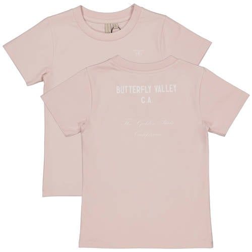 LEVV Little T-shirt met backprint roze
