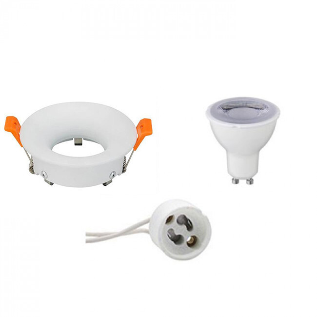 BES LED LED Spot Set - GU10 Fitting - Dimbaar - Inbouw Rond - Mat Wit - 6W - Warm Wit 3000K - Ã˜85mm