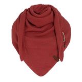 Knit Factory Coco Gebreide Omslagdoek - Driehoek Sjaal Dames - Dames sjaal - Wintersjaal - Stola - Wollen sjaal - Rode sjaal - Baked Apple - 190x85 cm - Inclusief sierspeld