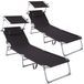 TecTake Chaises longues avec pare-soleil - Set de 2 - Noir