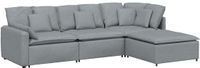 vidaXL Modulaire bank met voetenbank en kussens, stof, lichtgrijs