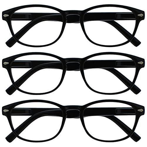 OPULIZE Leesbril Zwart Lezers Waarde 3 Stuks Vrouwen Mannen Scharnieren Met Veer RRR76-111 +1,50