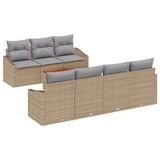 vidaXL Tuinbank - Set - 8-st - Beige en Lichtgrijs - Polyrattan
