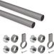 Emuca Lot van 2 ronde kastrails D.28mm lengte 0.75m met beugels, Aluminium en Zamak, Titanium