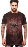 Outer Vision Viking Skull mannen T-shirt Heren T-shirt - donkerrood - M
