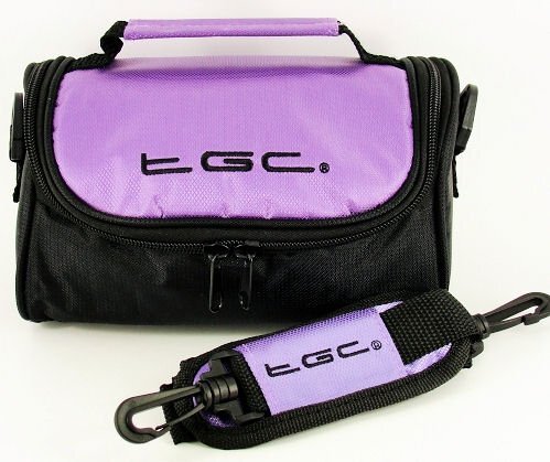 TGC ® Camera Case voor Canon PowerShot S20 Deluxe Kit met schouderriem en draaggreep, Elektrische Paars & Zwart