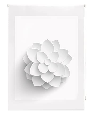 Blindecor Flores - Transparant rolgordijn Flower - 130x180 cm