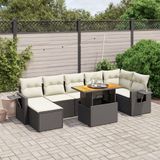 Maison Exclusive - Ensemble de meubles de jardin 8 pièces avec canapé et coussins, noir, en polyrotin