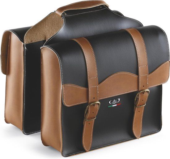 Selle Monte Grappa Bauletto Double Pannier - 29L - Faux Leather - Black/Dark Brown