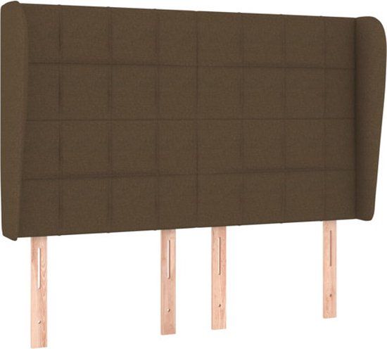 VidaXL Hoofdbord met randen 147x23x118/128 cm stof donkerbruin