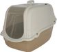 oCreon Kattenbak met deksel - 57 x 39 x 41 cm - klapklep en geurfilter - taupe en crème