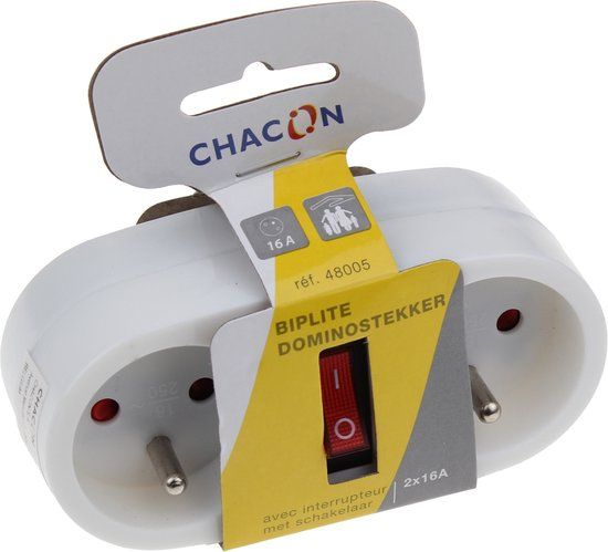 Chacon Domino 2 x 16A met schakelaar - Wit