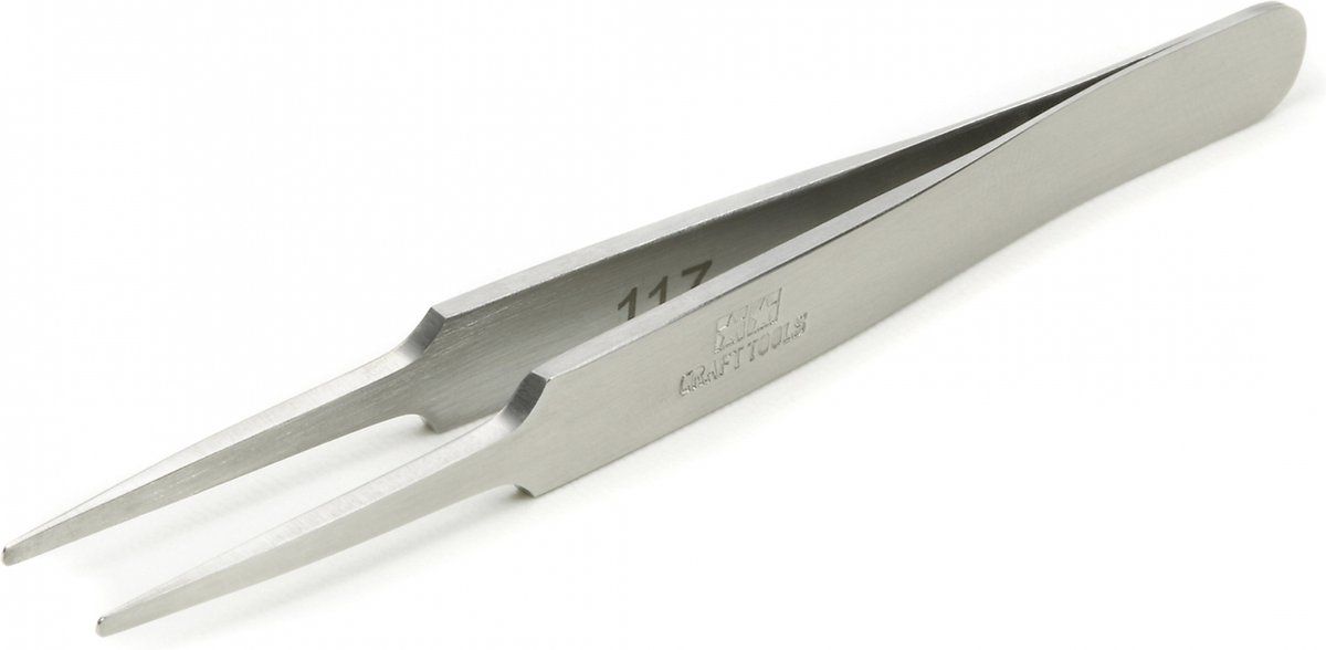 Tamiya 74109 HG Straight Tweezers Round Tip Steel