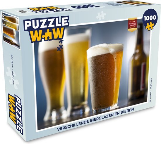 MuchoWow Puzzel Verschillende bierglazen en bieren - Legpuzzel - Puzzel 1000 stukjes volwassenen - Sinterklaas cadeautjes - Sinterklaas voor grote kinderen