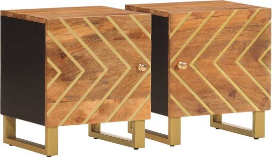 vidaXL Nachtkastjes 2 stuks massief mangohout bruin en zwart