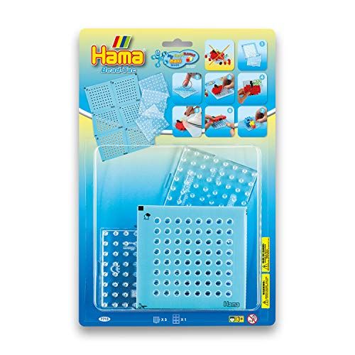 Hama Perlen 7713 stiftplaten set van 3 voor maxi strijkkralen - vierkant - transparant