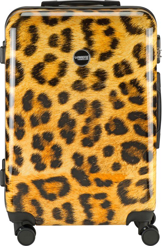 Princess Traveller Animal Print Leopard Medium Hardcase Suitcase - 66cm - 8 Wheels