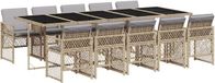 vidaXL Ensemble de jardin 11 pièces avec coussins, polyrotin, beige