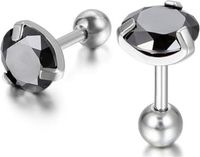 Mendes Lookinggoodtoday Heren oorbellen Black Royal King Crown Zilverkleurig