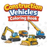 Construction Vehicles Coloring Book: Easy to Color Construction Scenes for Kids Simple Lines Big Shapes