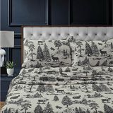 Tribeca Living MTOILSHEETQUCG diepe zaklakenset, koningin, herten speelgoed, houtskool
