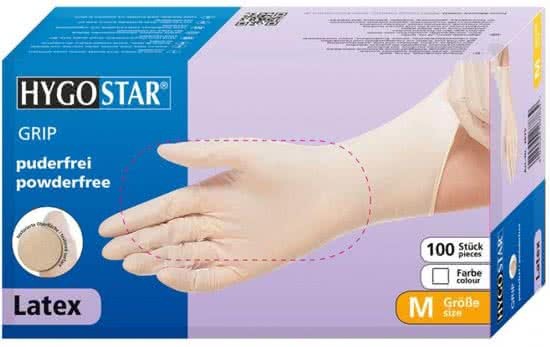 Hygostar latex poedervrije handschoenen kleur wit maat M