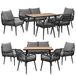 Swing&Harmonie Tuinset 6 personen met WPC tafel, bank, stoelen – weerbestendig – gevlochten touw – zitkussens – loungeset buiten – antraciet/grijs