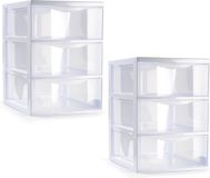 Plasticforte Ladeblokje/Bureau Organizer - 2x - 3 Lades - Transparant/Wit