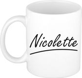 Bellatio Decorations Nicolette Naam koffiemok - beker - met sierlijke letters - wit