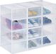 Merkloos Relaxdays Schoenenbox - Set van 12 - Kunststof - Transparant/Wit - Stapelbaar - Tot Maat 45