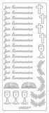 Ursus 59310032 creatieve stickers, communie, zilver, 5 vellen, zelfklevend, ideaal voor het ontwerpen van kaarten en het decoreren van geschenken, stickervel ca. 10 x 23 cm