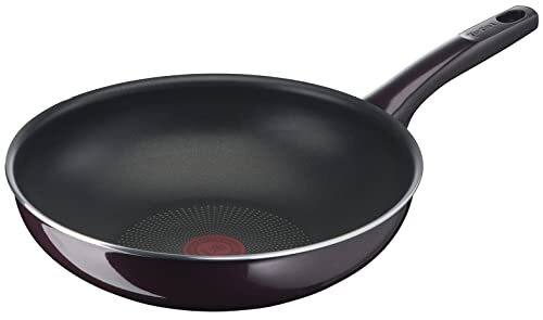 Tefal D52219 Resist Intense Wokpan 28 cm | anti-aanbaklaag | Flame Protect | resistent | thermosignaal | ideale vorm | eenvoudige reiniging | veilig | bordeauxrood