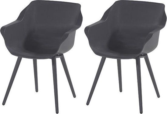 Hartman Sophie Armchair Garden Chair with Armrest - Dark Grey - Set of 2