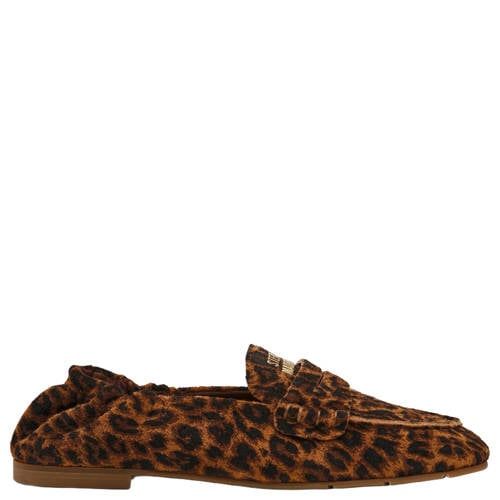 Steve Madden Newbury-A suède loafers met panterprint - cognac/zwart