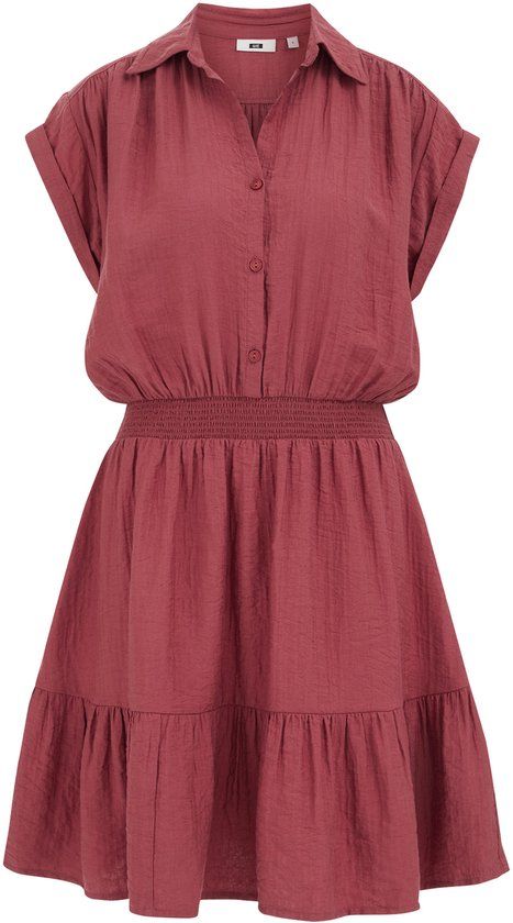 WE Fashion Dames jurk met smock-detail, kort, mouwloos, A-lijn, Old Rose, Viscose/Nylon, Maat L