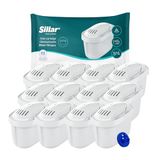 Sillar Waterfilterpatronen compatibel met BRITA Maxtra+, Marella, Aluna, Elemaris, verpakking van 12 stuks, actieve kool en ionenwisselaar, BPA-vrij, vermindert kalk en chloor, voor schoon drinkwater