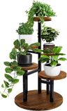 Merkloos Plantenrek meerdere verdiepingen - houten metalen bloemenstandaard - bloemenrek binnen voor woonkamer balkon - tuin - plantentrap bloemenbank