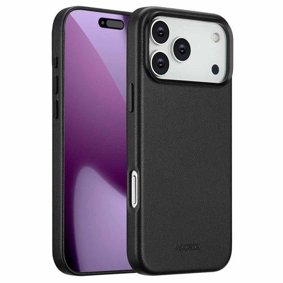 Accezz Leather Backcover voor iPhone 17 Pro Max - Zwart