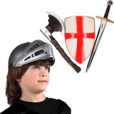 Boland Ridder Carnaval verkleedset voor kinderen - Ridderhelm - Zwaard/Bijl - Schild - Kunststof