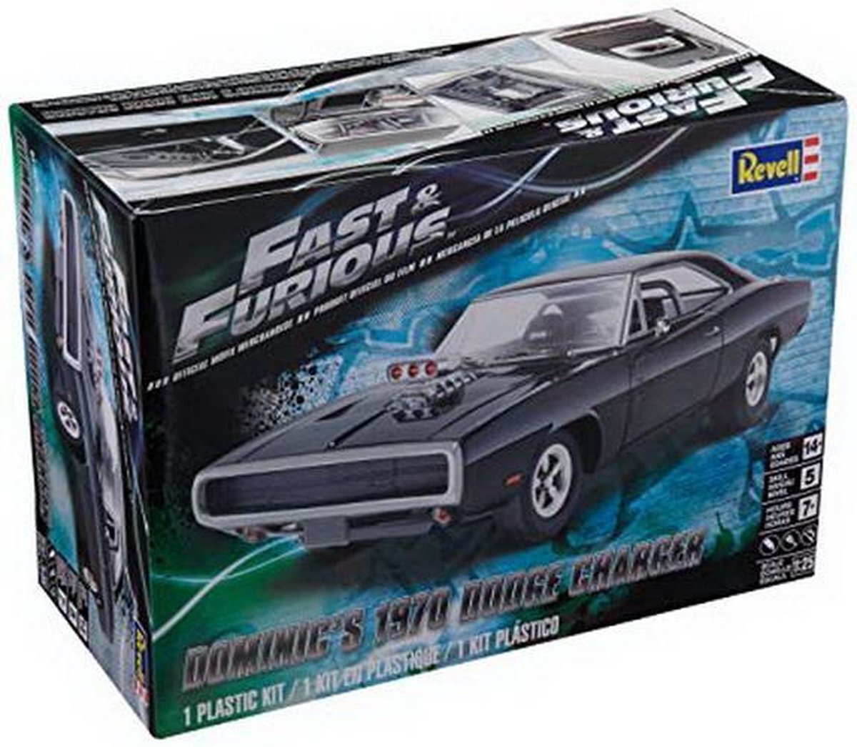 Revell 85-4319 14319 Fast & Furious Dominic's 1970 Dodge Charger gedetailleerde modelbouwset, autobouwset 1:25, meerkleurig