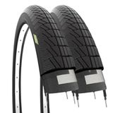 ECOVELO 2 banden 14 x 1,75 (47-254) voor stadsfiets, zwart, van rubber, fiets, uniseks, kinderen, zwart
