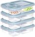 Solutions de rangement boîte de conservation/boîte à lunch - 4x - hermétique - 3 compartiments - vert clair - plastique - boîte à pain