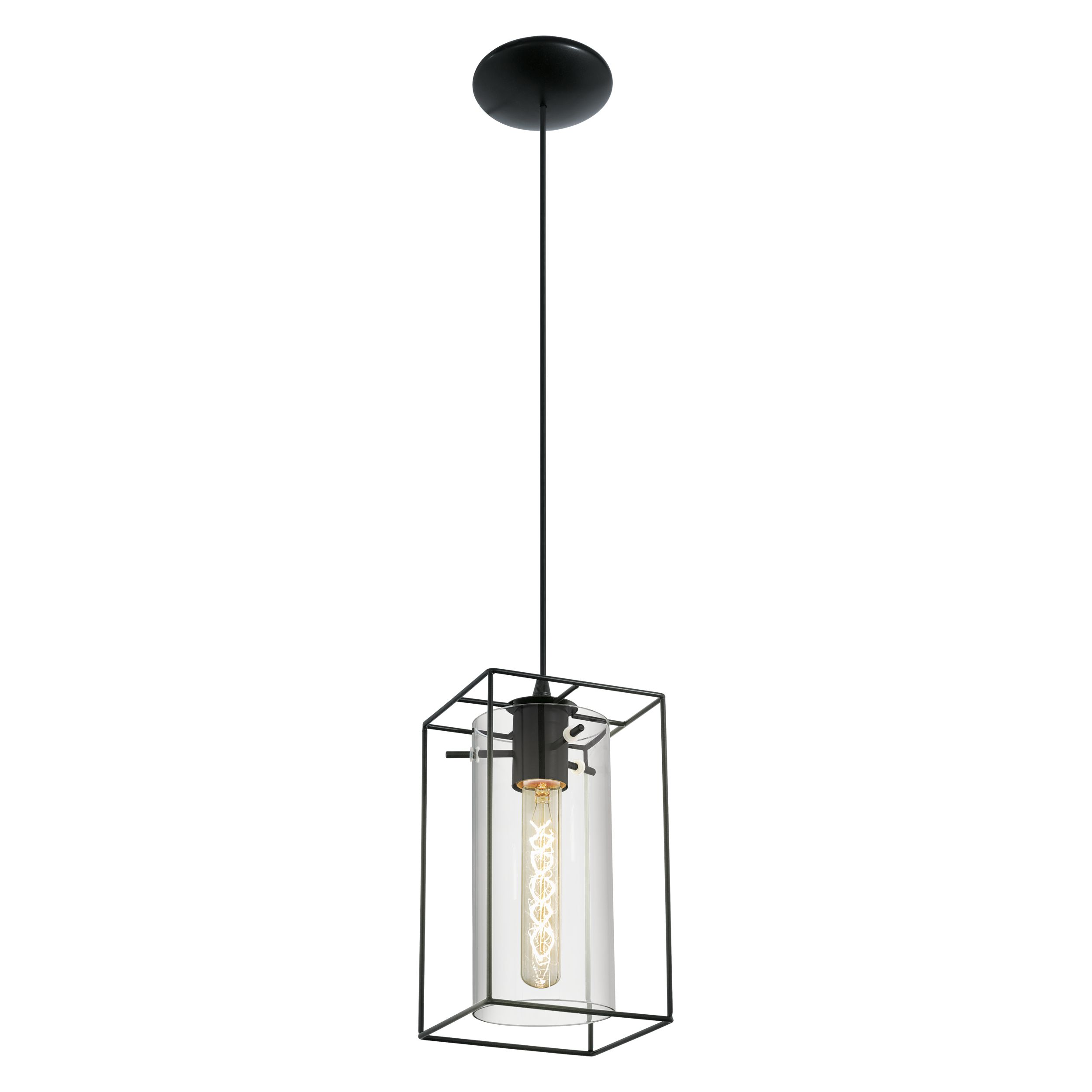 EGLO Loncino Hanglamp - Zwart - Transparant - E27