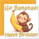 Monkey Verjaardagskaarten - Dier Woordspelingen - Gelukkige Verjaardagskaart voor Zoon Dochter Broer Zus Kleinzoon Kleindochter Nichtje Neef Neef, 145mm Bday Wenskaarten
