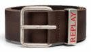 REPLAY Leren riem Leather Belt W90 Dark Brown donkerbruin