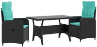 vidaXL Eettafel Set Zwart en Turquoise Polyrattan
