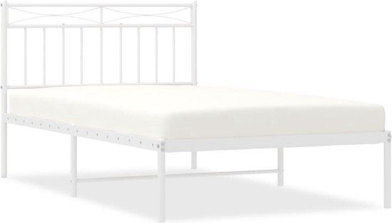 vidaXL Bedframe Metaal met Hoofdbord Wit 107x203 cm