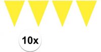 Merkloos / Sans marque Folat Bv Party Vlaggenlijn puntvlaggetjes - 10x - kunststof - geel - 10 meter - Slinger